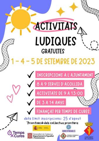 L'Aleixar organitza Activitats lúdiques gratuïtes per a nens i nenes